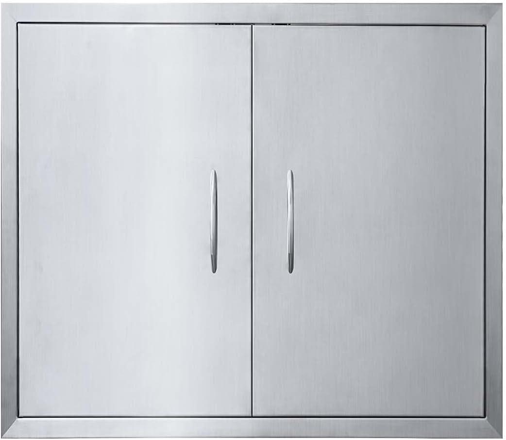 JIE JIN 24" W X 24" H Outdoor Kitchen Doors Double Doors Thickened 304 Brushed Stainless Steel BBQ Access Door BBQ Island Doors Outdoor Kitchen Accessories Door for Outdoor Kitchen BBQ Island