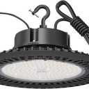 BFT UFO LED High Bay Light 240w 5000K 36,000LM 0-10V Dimmable High Bay Led Shop Lights UL 5-Foot Cable IP65 Hook Mount Shop Lights for Warehouse Workshop