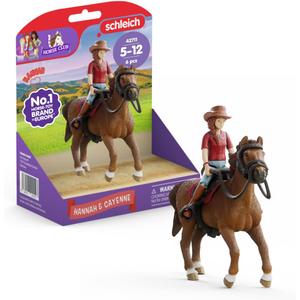 Schleich Horse Club - 6 PC Hannah and Cayenne Playset - with Western Rider Action Figure and Horse Figurine - Kids Ages 5+