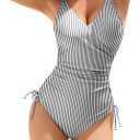 Century Star Women's One Piece Swimsuit - Sexy V Neck Tummy Control Bathing Suit Vintage Swimwear (M)