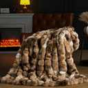 Faux Fur Throw Blanket for Couch, Fluffy Fuzzy Plush Bubble Blanket, Soft Warm Cozy Shaggy Rabbit Blanket, Luxury Decorative Gifts for Sofa Bedroom Living Room, 90x90inch (Tie-Dye-Brown)