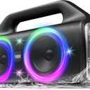 Speakers, 80w (Peak) Portable Wireless Speaker with Lights, Stereo Loud Sound, IP67 Waterproof, Deep Bass Outdoor Speakers Bluetooth 5.3 Dual Pairing for Home Party Beach Camping, Gifts, Black