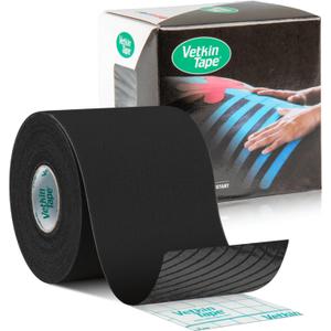 VetkinTape Canine & Equine Kinesiology Tape | Veterinary Medical Tape | Vet Wrap for Joint Support & Pet Care | Self Adhesive Bandage Wrap | Black Tape | 2.4in | (Pack of 1)