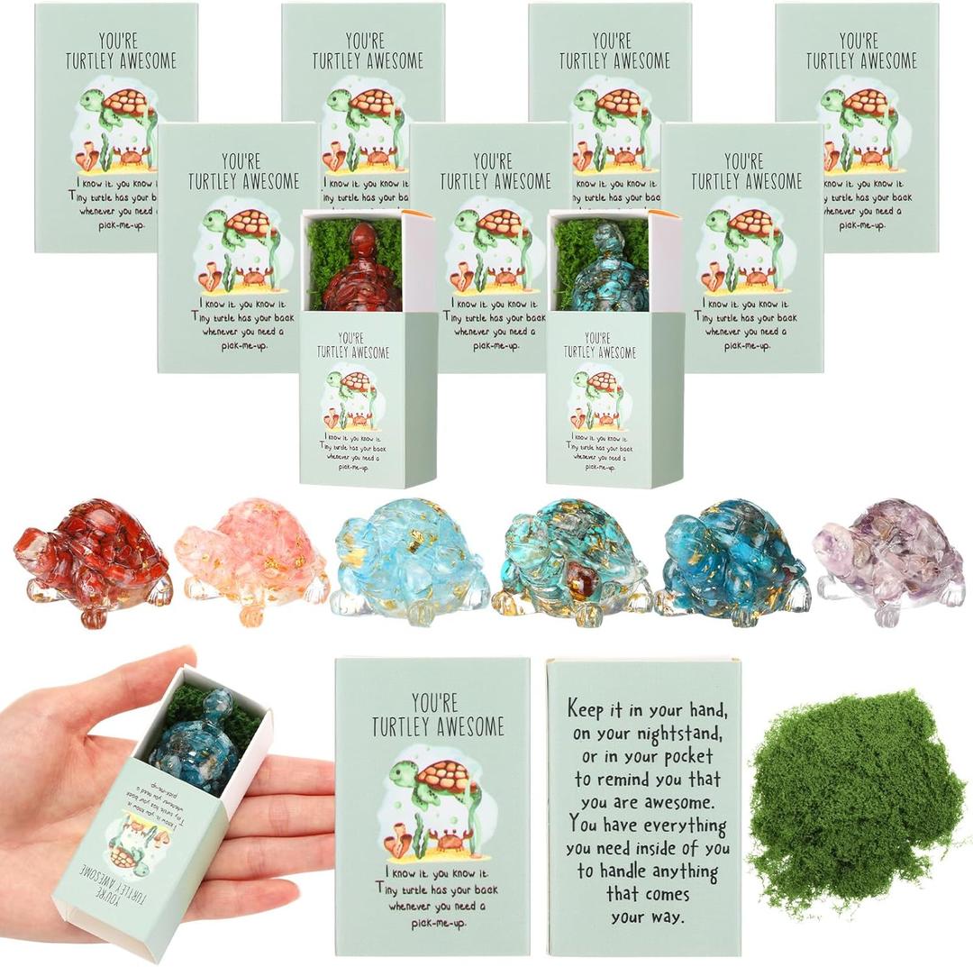 DoubleFill 6 Set Office Positive Gifts for Coworkers Employee Appreciation Gifts Bulk Emotional Pocket Hug Support Appreciation Gift for Staff Teacher Team (Natural Crystal)