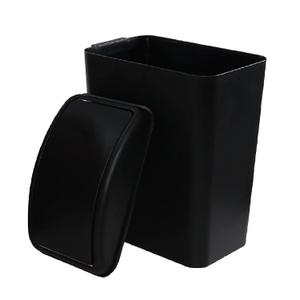16 L Plastic Garbage Can with Swing Lid, Black Kitchen Slim Trash Can