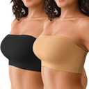 DEANGELMON Strapless Bras for Women Non-Slip Silicone Bandeau Seamless Tube Top Bralette Comfy Non Padded Stretchy Stylish (X-Small, 1skin1black)
