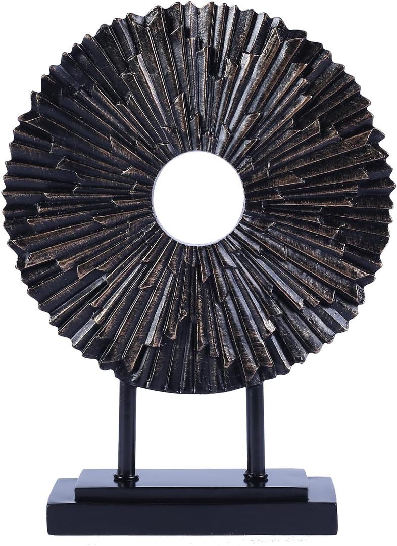 Minimalist Round Statue Above Cabinet Decor Kitchen, Modern Decorative Sculpture Home Decorations for Living Room Coffee Table, Office Decor Items, Center Pieces Decoration (Black)