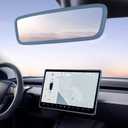 2PCS Protector Trim Frame Compatible with Tesla Model 3 Y 2020-2024 2025 2026 Screen Edge Frame Rearview Mirror Cover Interior Decorations Center Console Decor Highland Juniper Accessories Set (Blue)