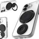 STM Roll Spin MagSafe Case for iPhone 16 Plus - Designed to Calm Your Mind- Fidget Spinning Disc- Impact Absorbing TPU for Enhanced Drop Protection - Magnetic Ring 360 Kickstand - Clear/Black