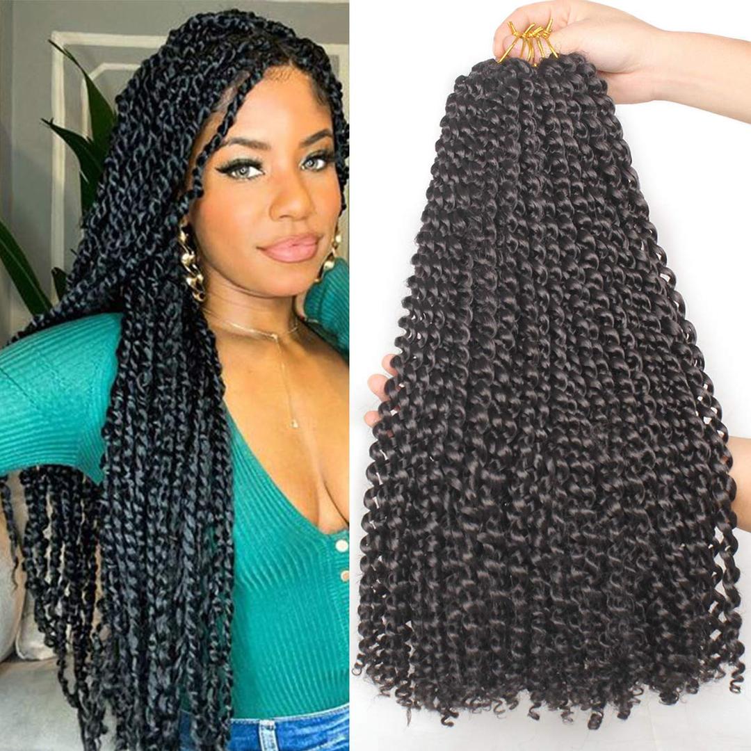 Leeven 18 Inch Passion Twist Crochet Braids Hair for Butterfly Locs 7Pcs Synthetic Water Wave Passion Twists Crochet Braiding Hair for Women 2#