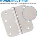 18 Pack Nickel Door Hinges Brushed Nickel 4" X 4 Inch Rounded 5/8"Radius Sliver Interior/Exterior Door Hinge Satin Nickel Door Hinges for Doors House Outdoor Door Hardware Hinge Bisagras Para Puertas