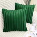 2 Pack Pillow Covers, 20x20 Faux Fur Square Throw Pillow Covers for Living Room Decorations Throw Pillow Case, Throw Pillow Cover Cushion Cover for Home Sofa Bedroom Car, Dark Green