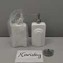 Soap Dispenser Set with Stainless Steel Pump, 2 Pack Ceramic Refillable Dish Soap and Hand Soap Dispenser for Kitchen, Bathroom, Matte White