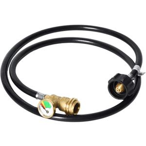 GGC 4 Feet Propane Tank Hose with Gauge, LP Gas Hose Replacement for Propane Tank, RV, Gas Grill, Heater, Fire Pit and Most Propane Appliances, Male QCC/POL Fittings