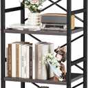 Homeiju Grey Bookshelf, 4 Tier Small Bookcase for CD/Movie/Book, Book Shelf Organization and Storage for Bedroom, Kid's Room, and Home Furniture (Grey)