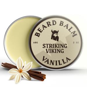 Striking Viking Beard Balm for Men  Light Hold, Vanilla, 2 Oz - Leave-in Beard Conditioner with Shea Butter, Tea Tree, Argan & Jojoba Oils - Smooth, Shape, Moisturize & Soften Coarse, Dry Facial Hair (2 Ounce (Pack of 1))
