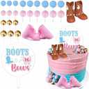 Boots or Bows Gender Reveal Cake Decorations，Acrylic Bows and Boots Cake Toppers Set，Boy or Girl Baby Shower Party Supplies