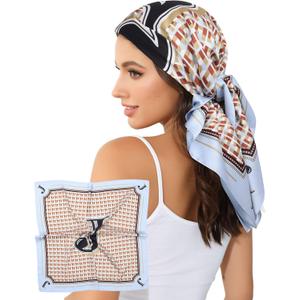 2 x AWAYTR 35 Satin Head Scarves Women Like Silk Scarf Hair Bandanas Women Matte Neck Scarf Head Wrap Hair Headscarf (J)