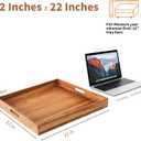 Serving Tray with Handles, 22 inch Large Square Ottoman Tray Coffee Table Tray, Wooden Trays Decorative Trays for Party, Food Serving, Breakfast, Dinner, Coffee Tea, Appetizers