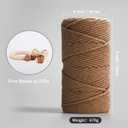 Macrame Cotton Cord 5mm x 109 Yards, ZUEXT 100% Natural Handmade Colorful 4 Strands Twisted Braided Cotton Rope for Wall Hanging Plant Hangers Gift Wrapping Tapestry DIY Crafts (100m, Caramel)