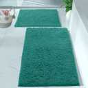 LuxUrux Chenille Bath Mat Set, Turquoise, Extra-Soft Plush Bath Rug, 16'' x 24'' + 20'' x 30'', Super Absorbent, Non-Slip Backing, 2 Piece