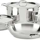 All-Clad D3 3-Ply Stainless Steel Cookware Set  7-Piece Pots and Pans Set, Induction, Oven Broiler Safe 600F - Includes Frying Pans, Saucepans, Saut Pan, Stockpot, Professional Cookware  Silver