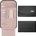 Travel Jewelry Organizer Box, Foldable Travel Case for Earrings, Necklaces, Rings, Bracelets, Black