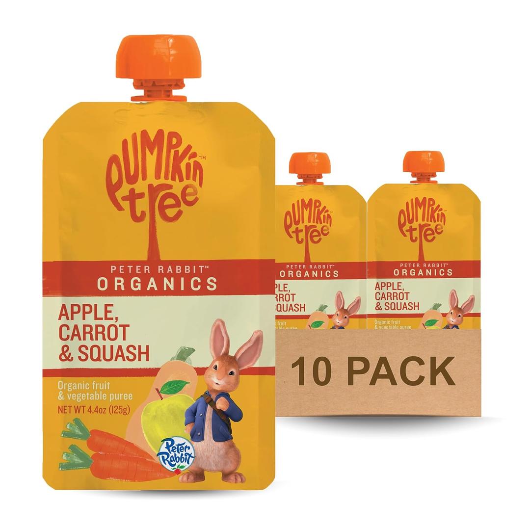 Pumpkin Tree Peter Rabbit Organics Apple, Carrot and Squash Puree, 4.4 Ounce (Pack of 10)