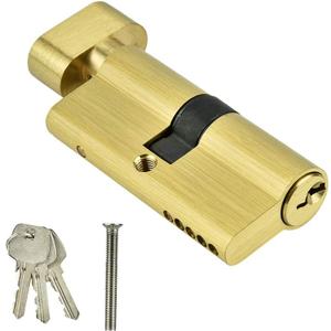 Brass Cylinder Lock Replacement - Storm Door Lock Cylinder with Safety Core and 3 Keys