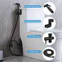 Handheld Toilet Bidet Sprayer, Water Pressure Adjustable Sprayer with Hose and 7/8 "T-Valve, Jet Spray and Soft Spray, for Toilet, Bidet, Shower etc., Stainless Steel, Black