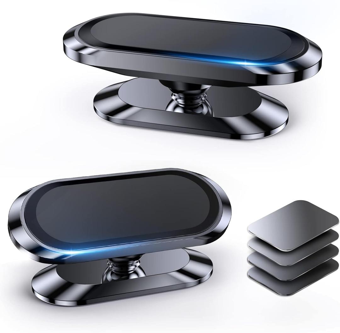 2-Pack Magnetic Phone Holder for Car DashStrong Magnet Magnetic Car Phone Holder Mount 4 Plate Phone Holders for Your Car Phone Mount for Car Dashboard Cell Phone Car Mount for iPhone Samsung (Black)