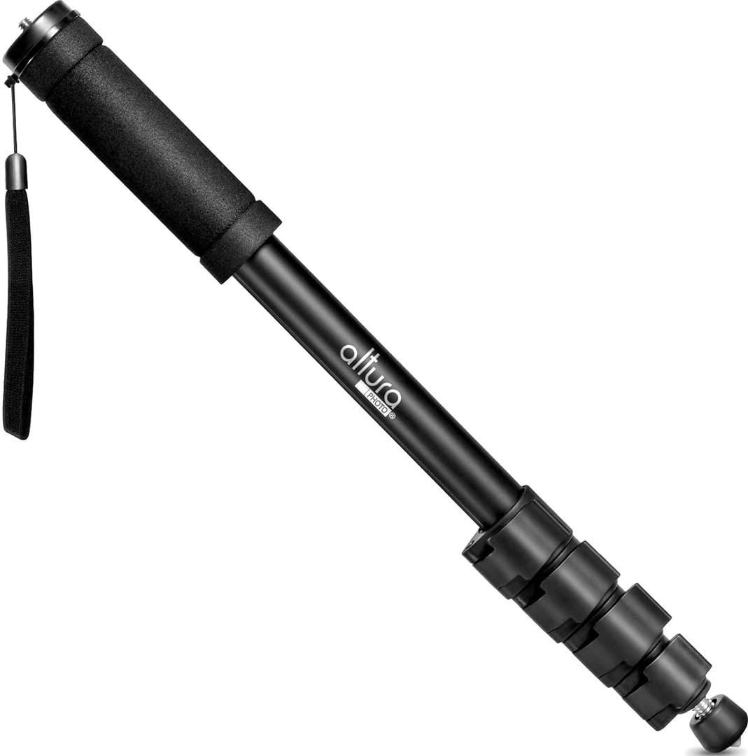 Altura Photo 62-Inch Camera Monopod - Heavy Duty Monopod for Canon, Nikon, & Sony Mirrorless & DSLR Cameras - Steady Photography Monopod - Lightweight & Portable - Easy to Carry with Pouch