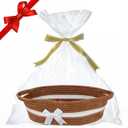 Small Gift Basket Empty to Fill - 14" Boho Personalized Christmas Gift Baskets with Cellophane Wrap and Ribbon For Baby Shower, Birthdays, Graduation, Brown