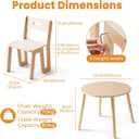 ROBOTIME Wooden Kids Table and Chairs, Adjustable Height Toddler Table and Chair Set, Round Kids Desk and Chair Set for Ages 3+, Sturdy Design, Easy to Clean, Perfect for Study, Playroom & Mealtime