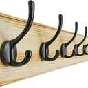Dseap Coat Rack Wall: 38-1/4" Long, Patented, Heavy-Duty, 10-Double-Hooks Wooden Wall Mounted Coat Rack Coat Hanger Hook Rail for Winter Coats Hat Jacket Clothing, Light Brown