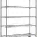 Wire Shelving with Cover, 5-Tier Metal Storage Rack, 36x16x72 | Adjustable Shelves with Clear PVC Cover, Lockable Wheels & Leveling Feet for Pantry, Kitchen, Garage and Laundry Room