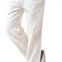 SIR7 Men's Linen Casual Lightweight Drawstrintg Elastic Waist Summer Beach Pants (White, XL)