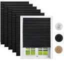 Changshade 6 Pack Temporary Shades,Blackout Pleated Paper Blinds for Indoor Windows Cut to Size Adhesive Paper Shades No Tools No Drilling for Office, Bedroom, Living Room, 36" W x 72" H, Black
