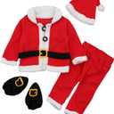 FIOMVA Christmas Baby Girl Boy Santa Costumes Clothes Outfits Dress Jacket Coat Long Pants Hat Socks Cosplay (18-24 Months, Red White Pants Set)