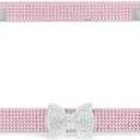 License Frame Pink 7 Rows Bling Diamond Crystal with Clear Bow Tie Aluminum Rust-Resistant License Holder Sturdy Build Decorative Style Classic Durable Registration Number Frame