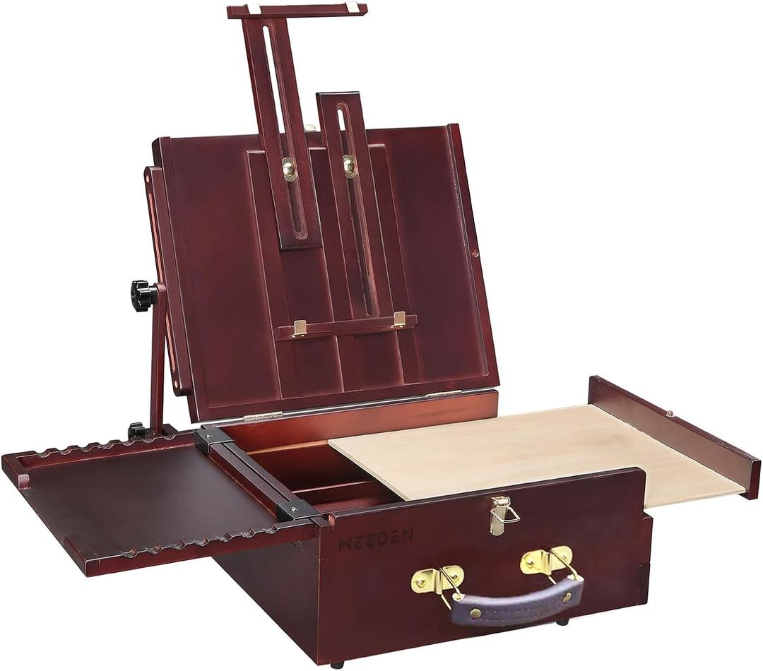 MEEDEN Pochade Box - Portable Tabletop Easel for Outdoor Painting, Walnut