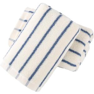 YiLUOMO White Base with Blue Thin Stripe Design Hand Towel Set of 2 Premium 100% Cotton Soft Quick Dry and Absorbent Towels for Bathroom, 13 x 29 Inch