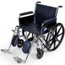 Medline Excel Extra-Wide Wheelchair with 24" Seat, Full-Length Arms, Elevating Leg Rests, and Chrome Frame - Bariatric, Premium Mobility Aid for Enhanced Comfort and Durability