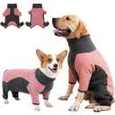 Dog Winter Coat Soft Fleece Dog Clothes for Cold Weather, Warm Dogs Pullover Pajamas Cozy Cold Weather Jacket Full Body Suit Windproof Fleece Sweater for Dogs Walking Hiking Sleeping (Pink L)