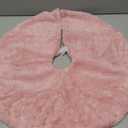 Pink Plush Christmas Tree Skirt 24 Inches Small Faux Fur Xmas Tree Skirt Base Cover Mat with Shiny Streamers for Christmas Tree Holiday Home Party Decorations - 60cm