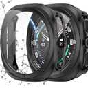 3 x 2+2 Pack for Samsung Galaxy Watch Ultra 2025/Galaxy Watch 7 Ultra Screen Protector Case 47mm, Hard PC Bumper Cover with Anti-Fog Tempered Glass Screen Protector (Black)