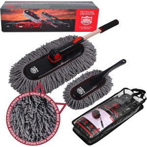 Car Duster Set, Car Duster Exterior Extendable Handle, Scratch Remover Large and Small Brushes Remove Dust Exterior Interior of RVs and Trucks,Microfiber Auto Interior Brush, 2-Packs