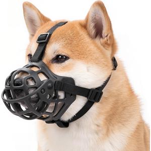 Dog Muzzle: Basket Dog Muzzles - Prevent Biting, Chewing and Scavenging - Allow Drinking, Soft, Lightweight, Breathable (XXL, Black)