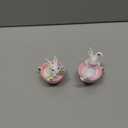 Cynkeyee Easter Decorations Bunny Figurine - 2 Pcs Cute Bunny in Pink Teacup Bunny for Table Decor Office Gift for Woman Easters Decorations for The Home 3.3x2.5x3.5IN