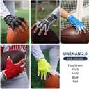 Seibertron Lineman 2.0 Padded Palm Football Receiver Gloves, Flexible TPR Impact Protection Back of Hand Glove Adult and Youth Sizes (Fingerless Black)